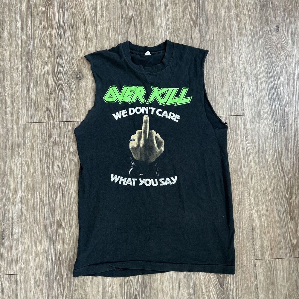 Vtg 80s 90s Over Kill  Tour T Shirt Band M Screen Stars SS We Don’t Care Muscle